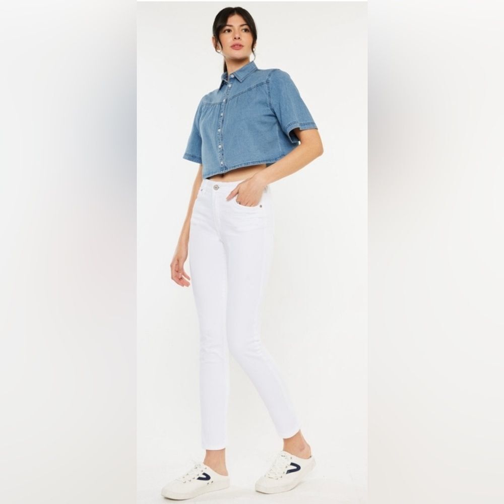KanCan Slim High-Rise Waist White Denim Classic Skinny Ankle Jean Pants 9/28
